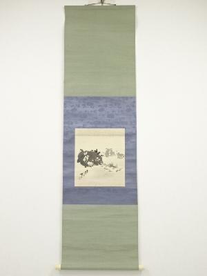 大正戊午（1918年）　山下竹斎筆　連嶋　肉筆絹本掛軸（共箱）